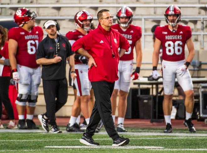 Indiana Head Coach Curt Cignetti during the Indiana football spring game at Memorial Stadaium on Thursday, April 18, 2024.