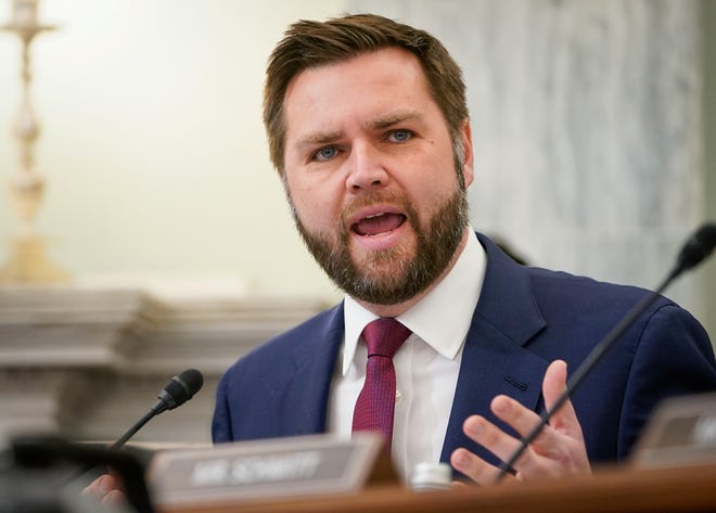 Senator J.D. Vance speaks during the Senate hearing on Improving rail safety in response to the East Palestine, Ohio train Derailment on Wednesday, March 22, 2023.