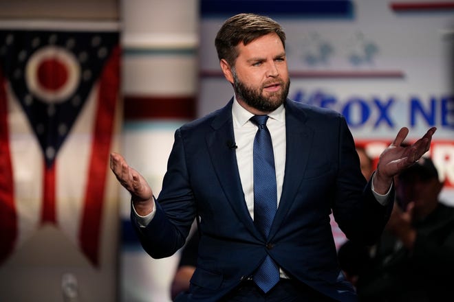 J.D. Vance participates in a U.S. Senate race forum on Nov. 1, 2022 hosted by Fox News, along with Tim Ryan, not pictured, at The Fives Columbus.