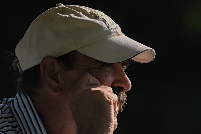 Rory Brown looks on during the semi-finals in the Super Senior Championship division in the City Golf Tournament at Cascades Golf Course on Saturday, July 13, 2024.