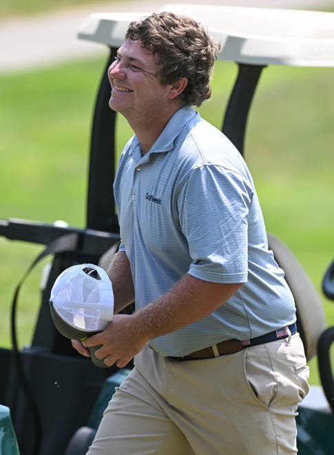 Jason Bannister smiles after defeating Chris Williams in the finals of the Men’s Championship division of the City Golf Tournament at Cascades Golf Course on Sunday, July 14, 2024.