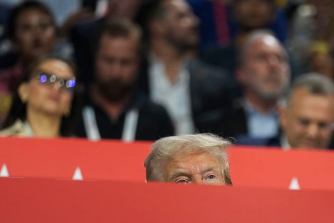 Former President Donald Trump arrives at the Republican National Convention on July 15, 2024, in Milwaukee, Wis.